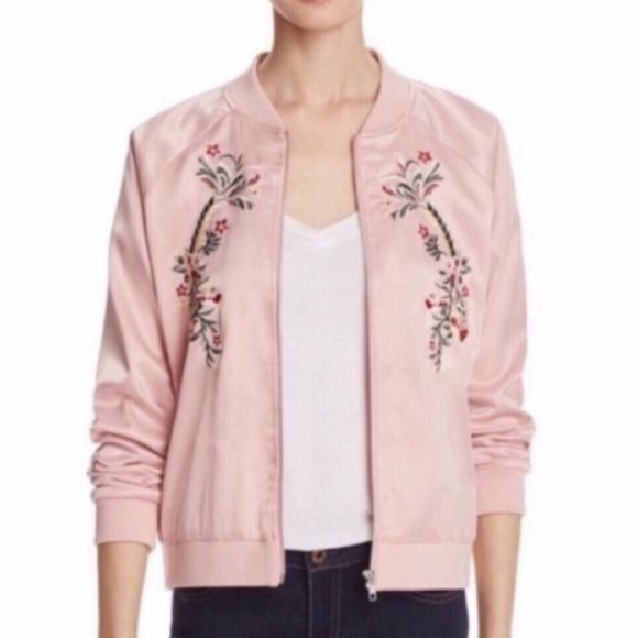 Aqua Embroidered Pink Bomber Jacket - Picture 1 of 14